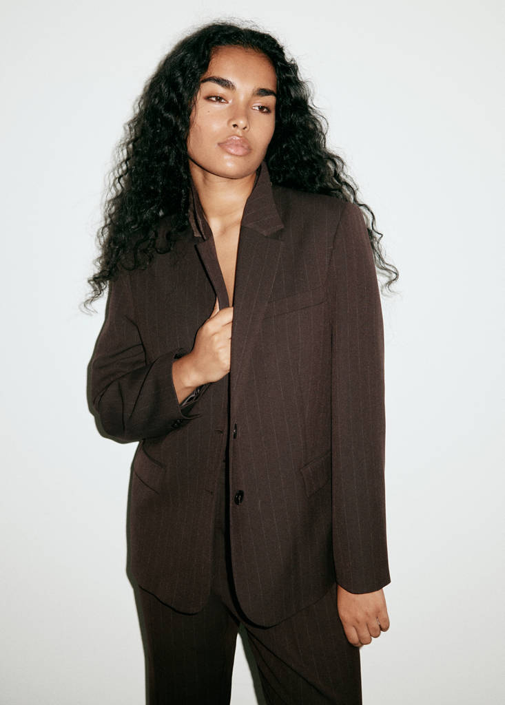 Straight-fit suit blazer — Brown