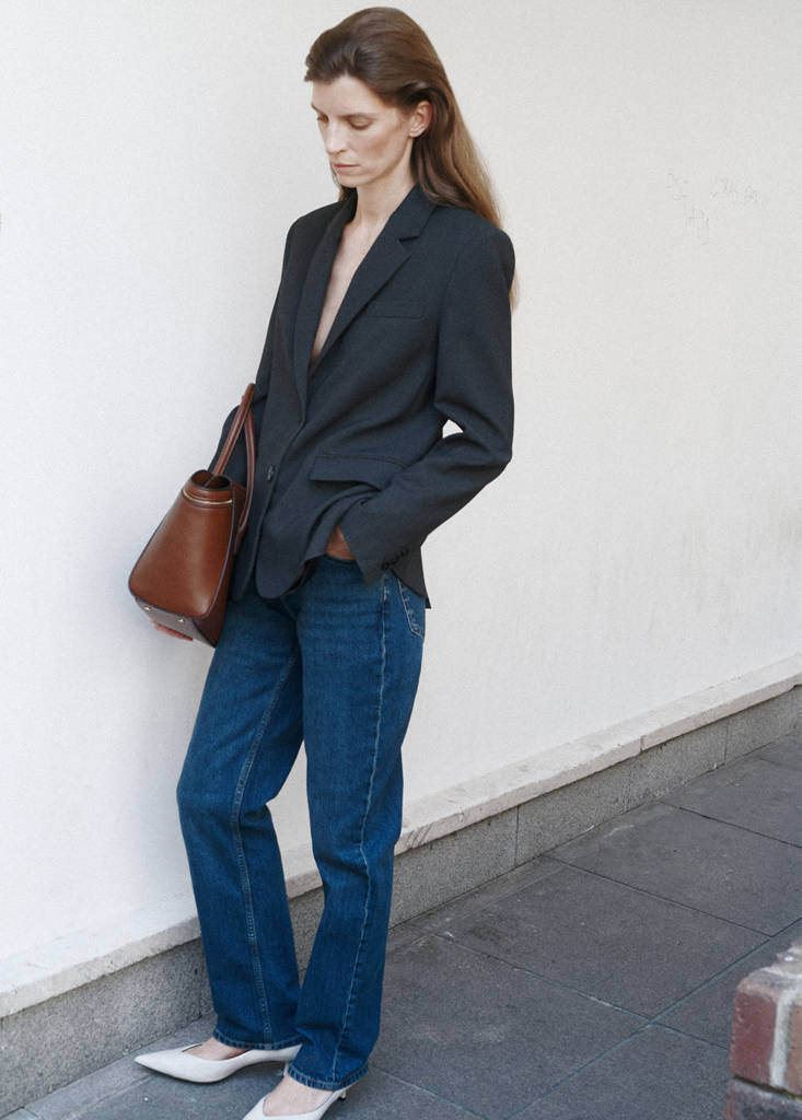 Straight-fit suit blazer — Grey