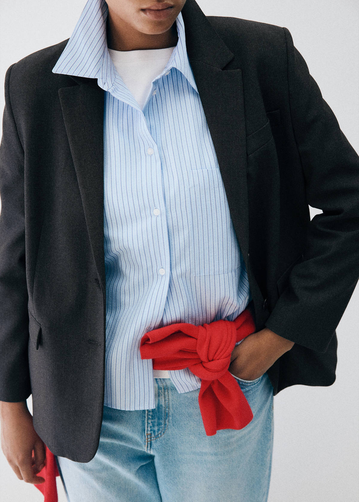 Straight-fit suit blazer — Grey