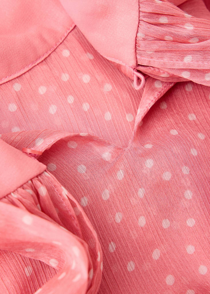 Polka dot blouse with scarf — Pale Pink