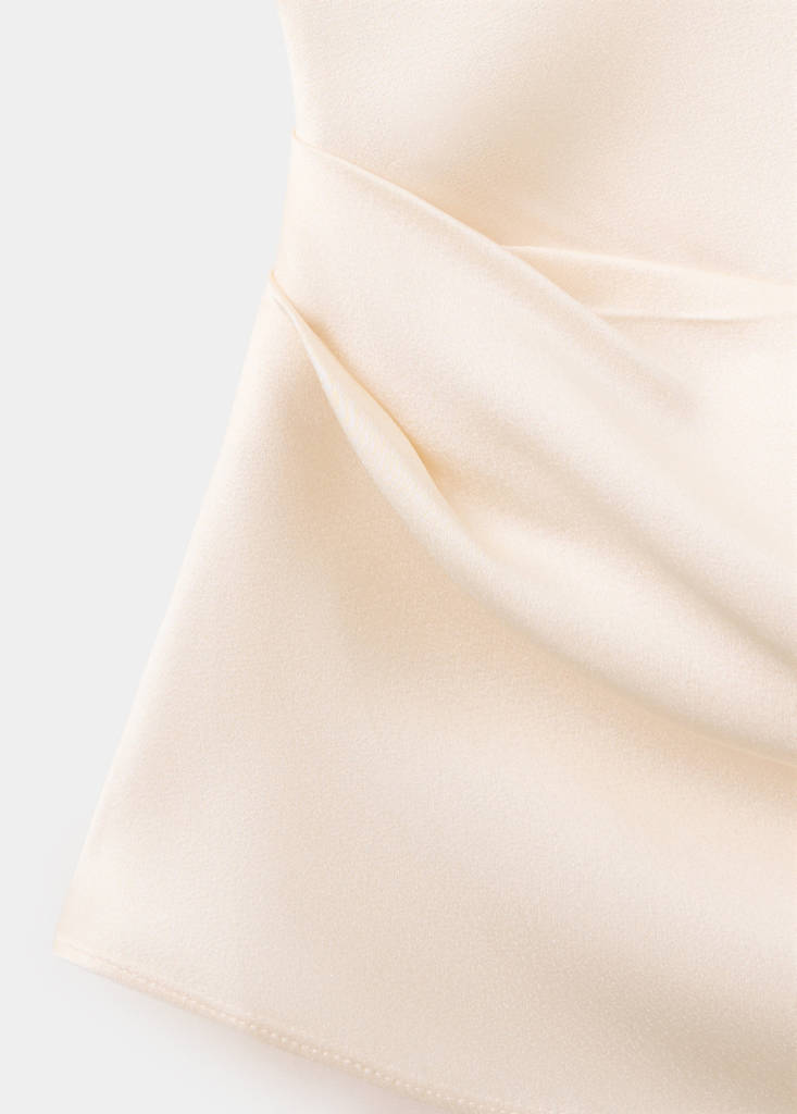 Asymmetrical satin top with lace detail - thumbnail 7