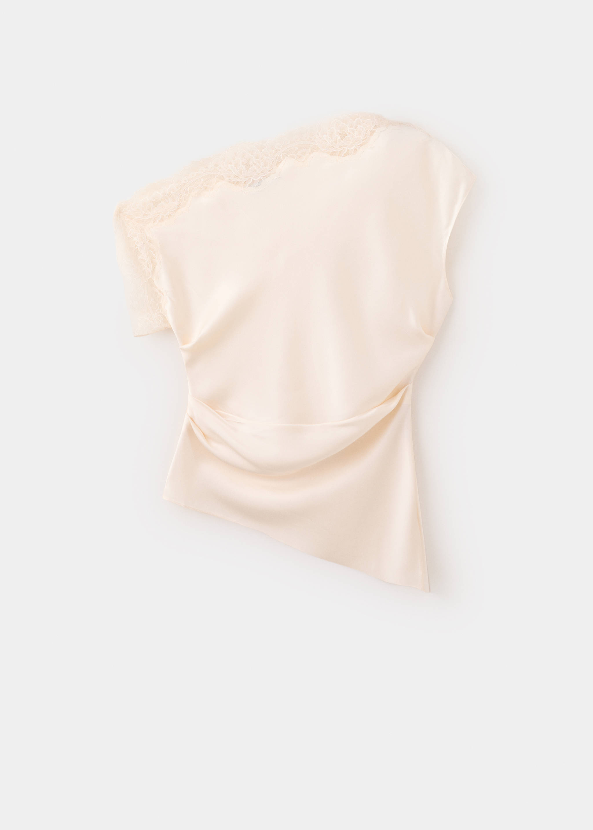 Haut satiné asymétrique avec détails en dentelle - Article sans modèle