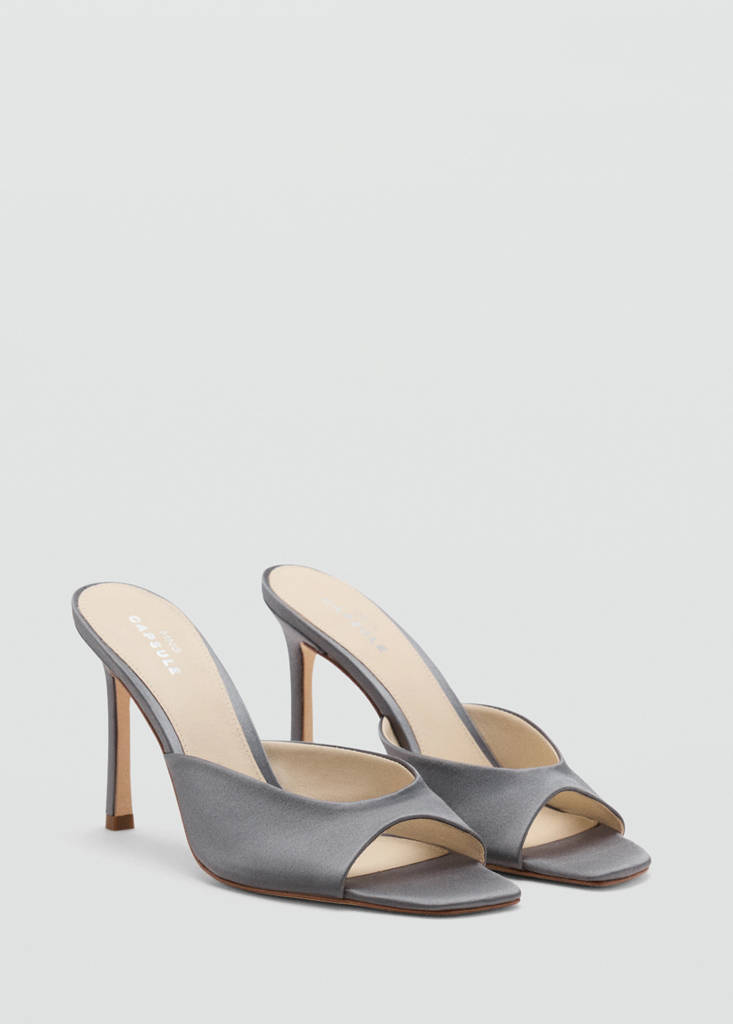 Satin stiletto heel sandal — Grey