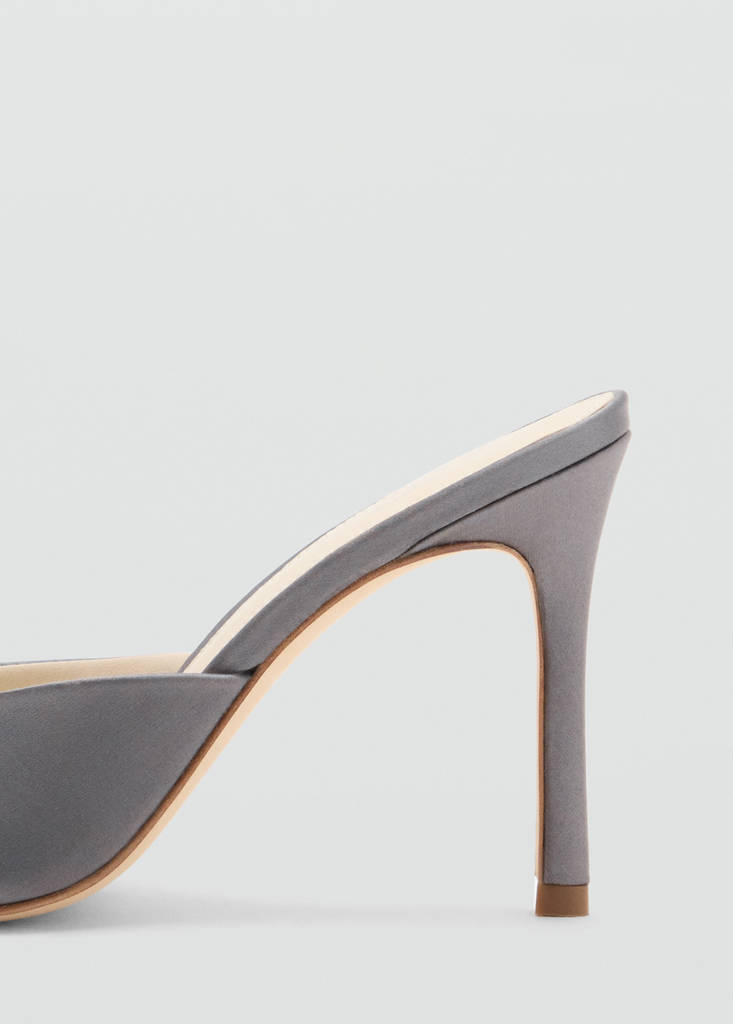 Satin stiletto heel sandal — Grey