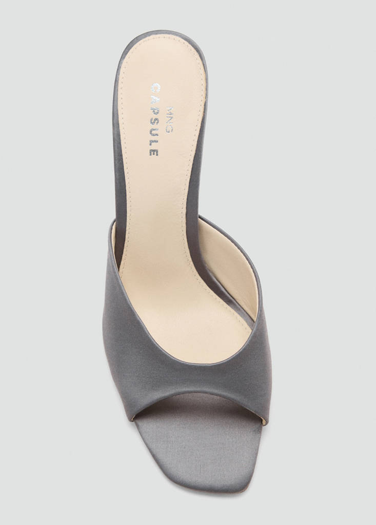 Satin stiletto heel sandal — Grey