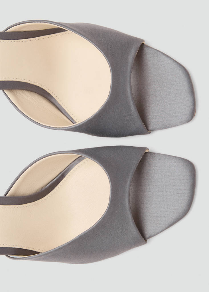 Satin stiletto heel sandal — Grey