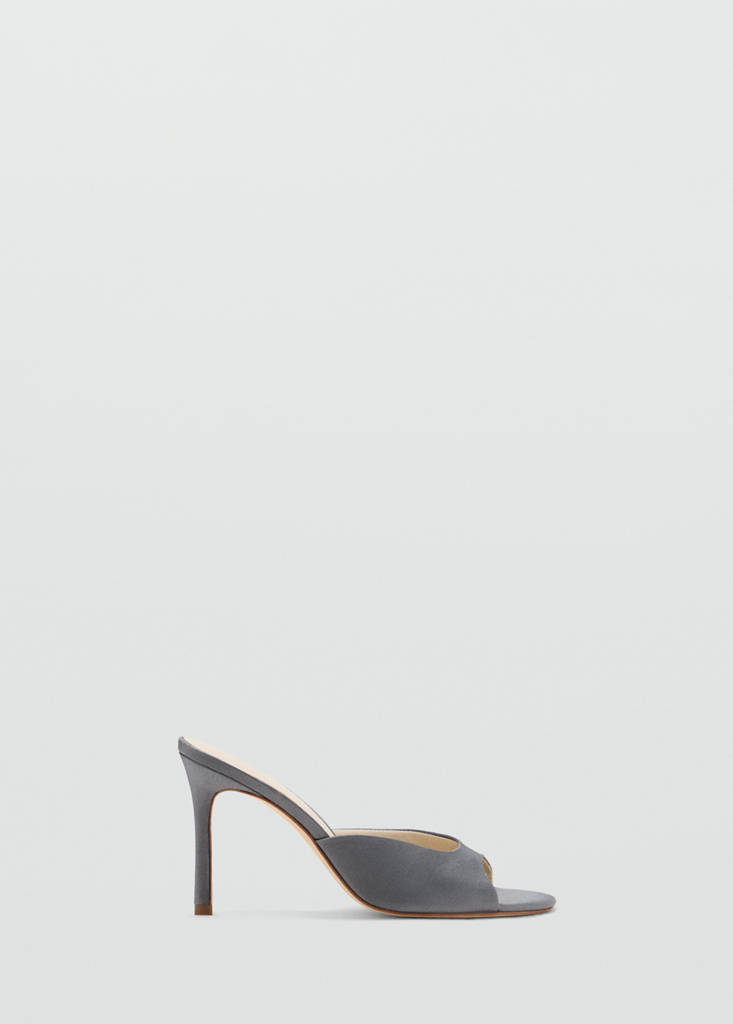 Satin stiletto heel sandal — Grey