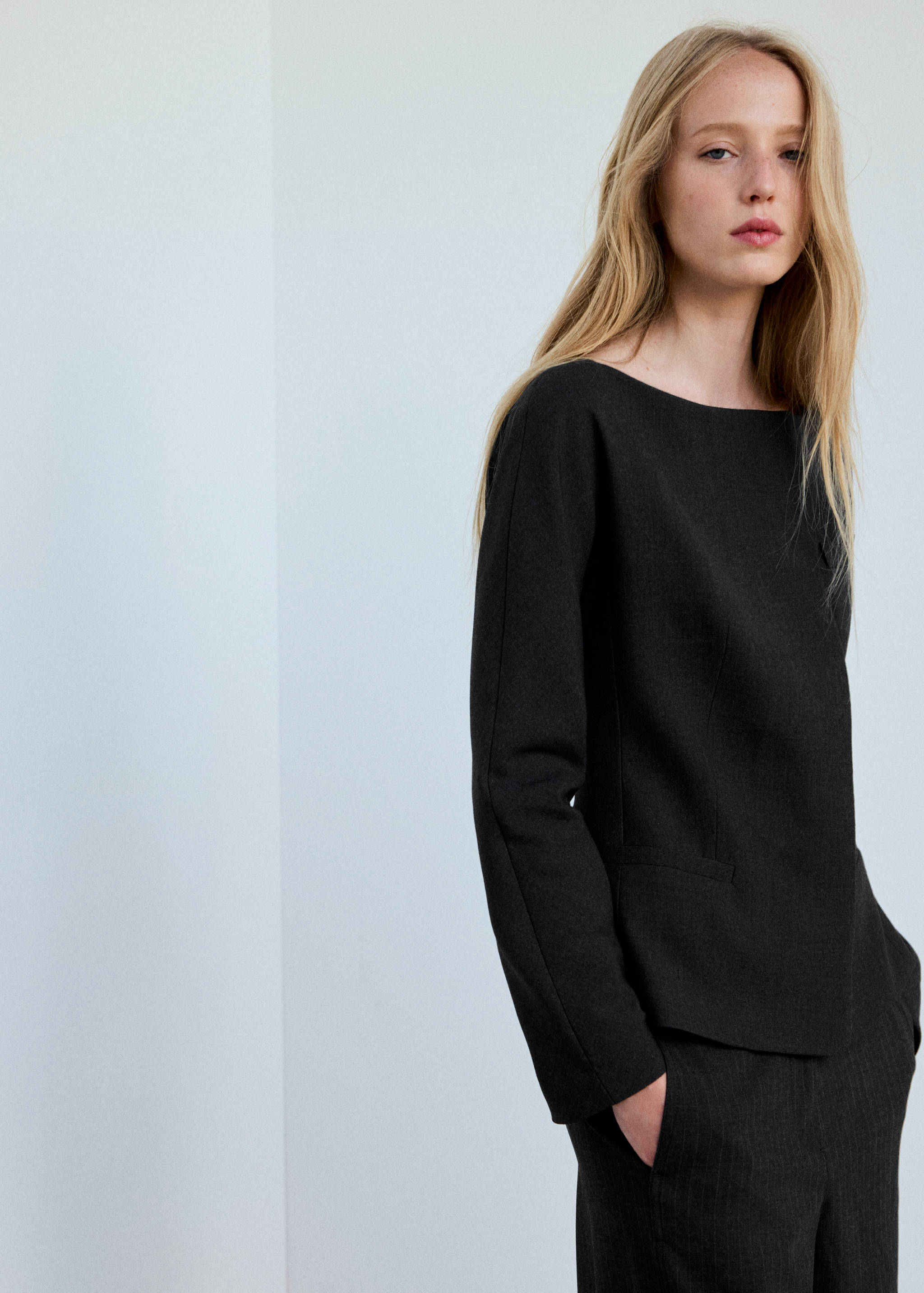 Fitted boat neck jacket - Medium plane