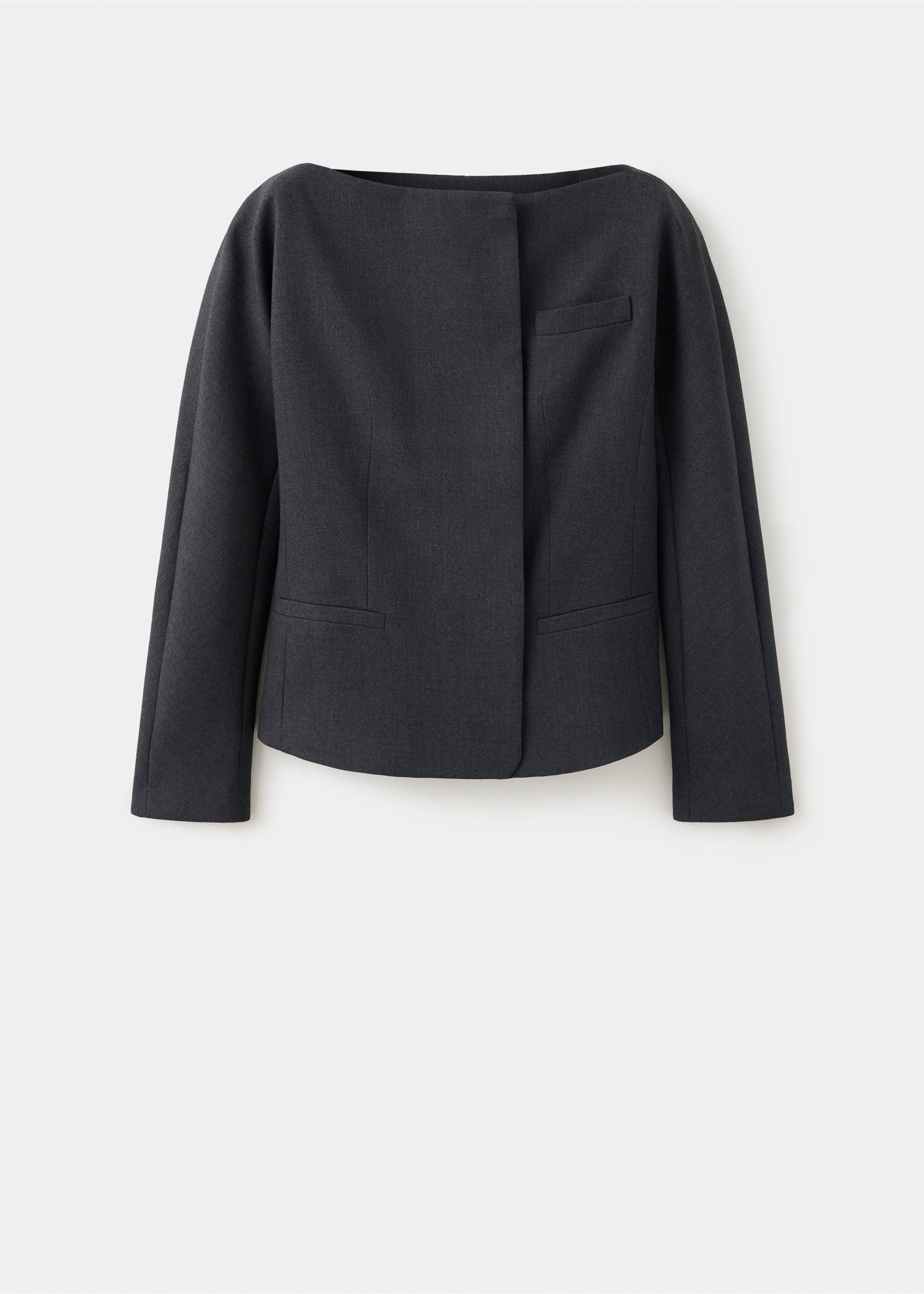Fitted boat neck blazer - Article without model, Grey. Ref: 37074116-00.
