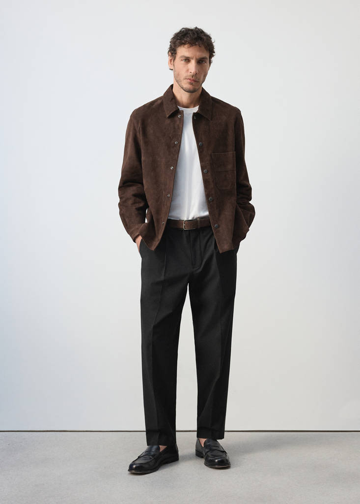 Leather jacket with pocket — Brown