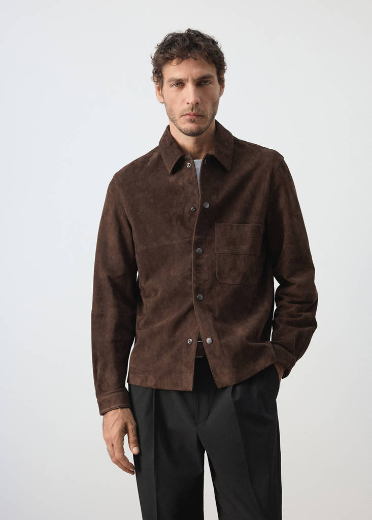 Leather jacket with pocket — Brown