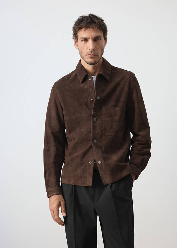Leather jacket with pocket — Brown