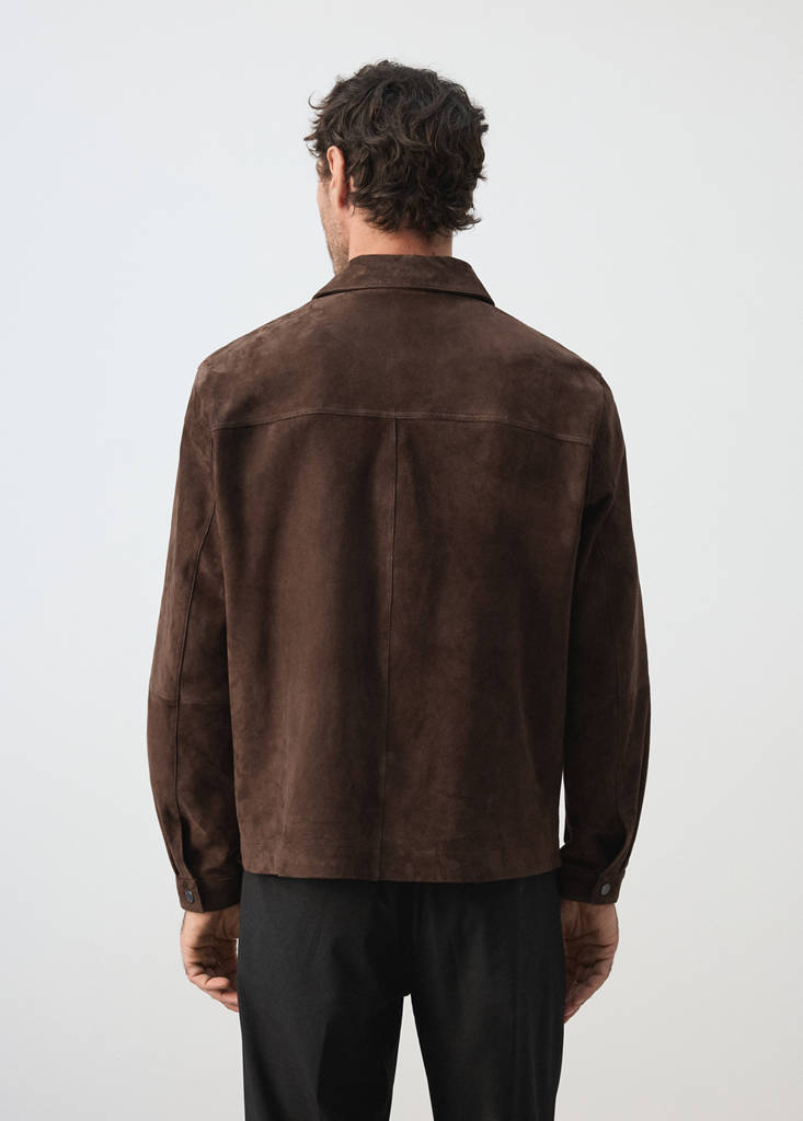Leather jacket with pocket — Brown