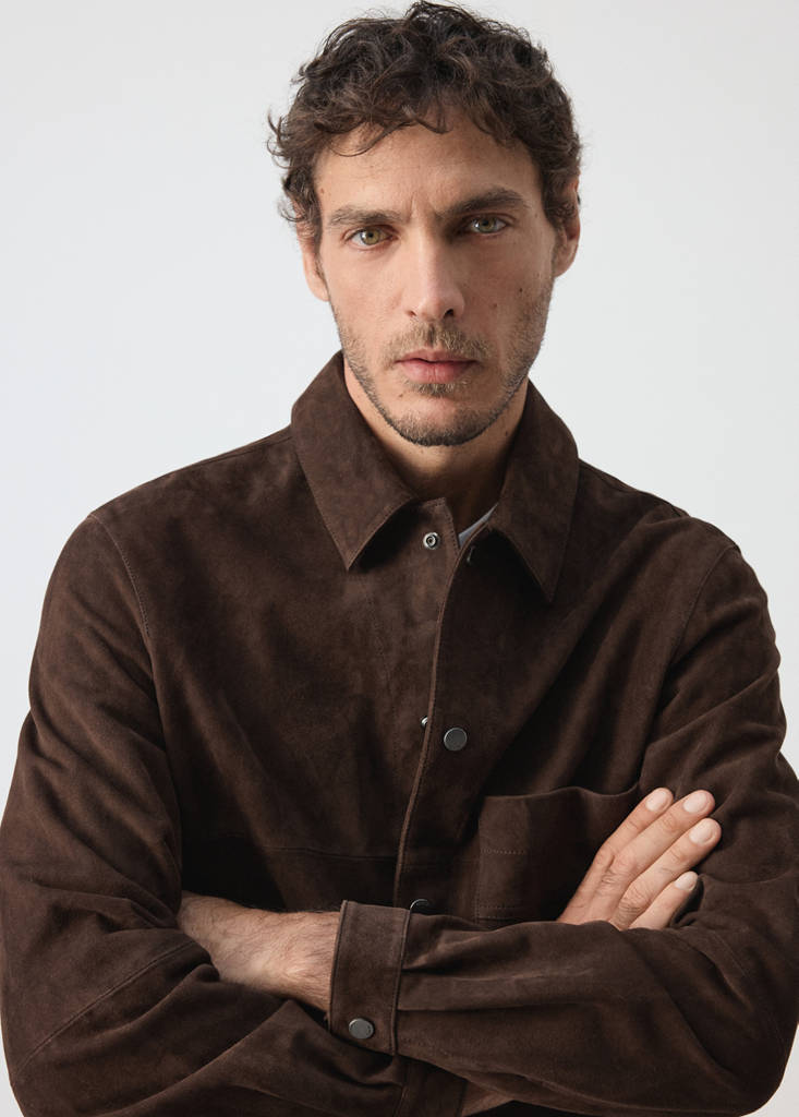Leather jacket with pocket — Brown