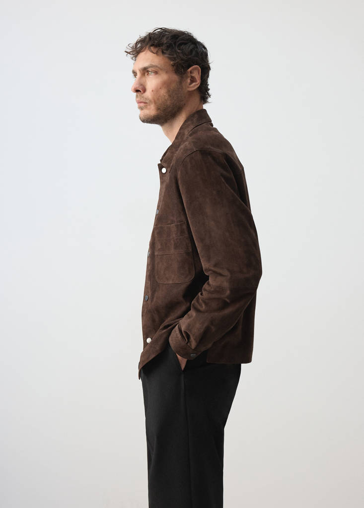 Leather jacket with pocket — Brown