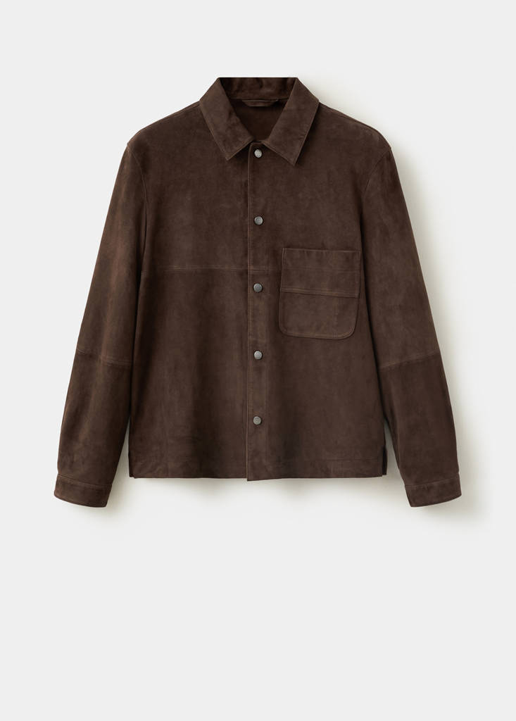 Leather jacket with pocket — Brown