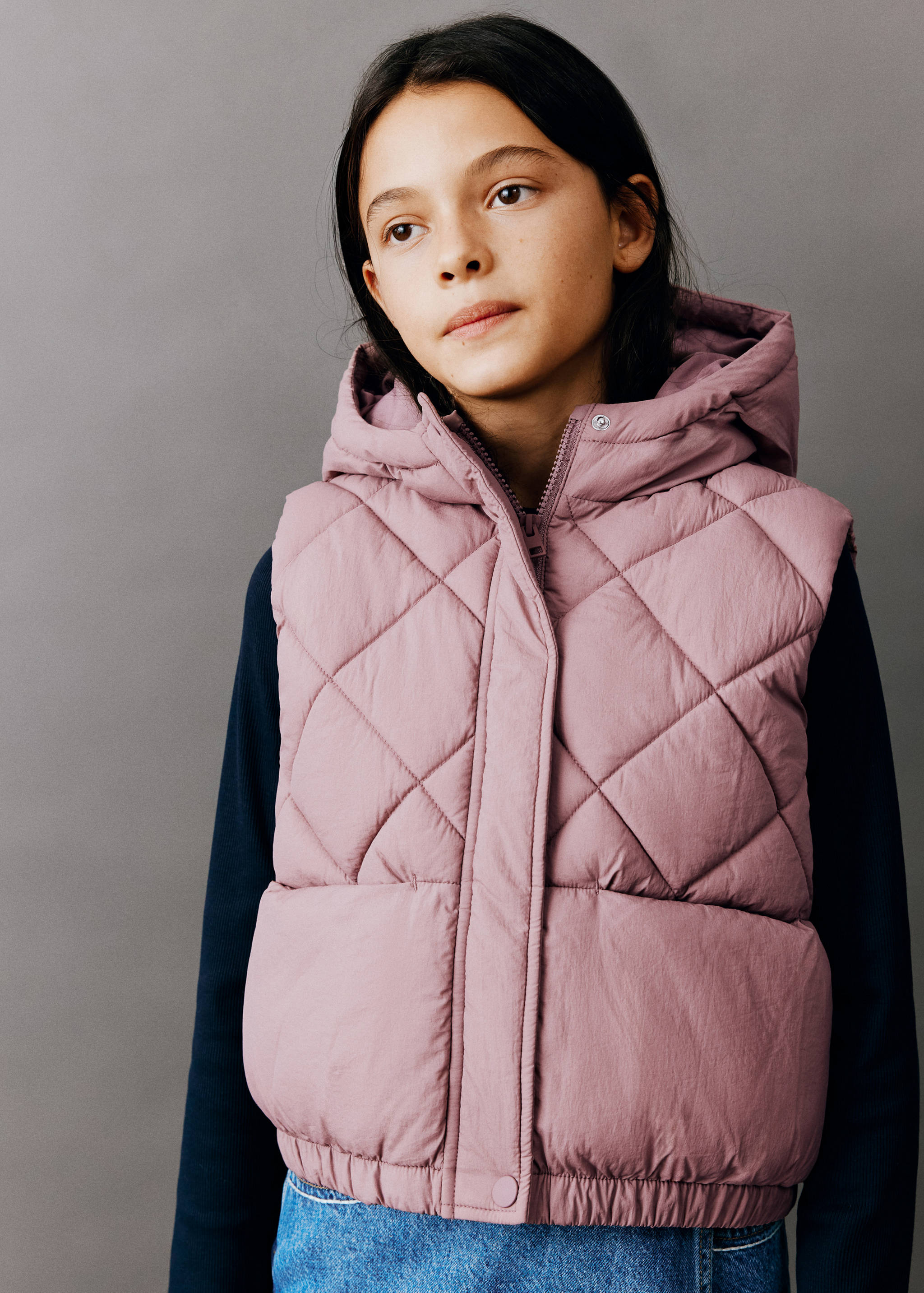 Quilted gilet with hood - General plane
