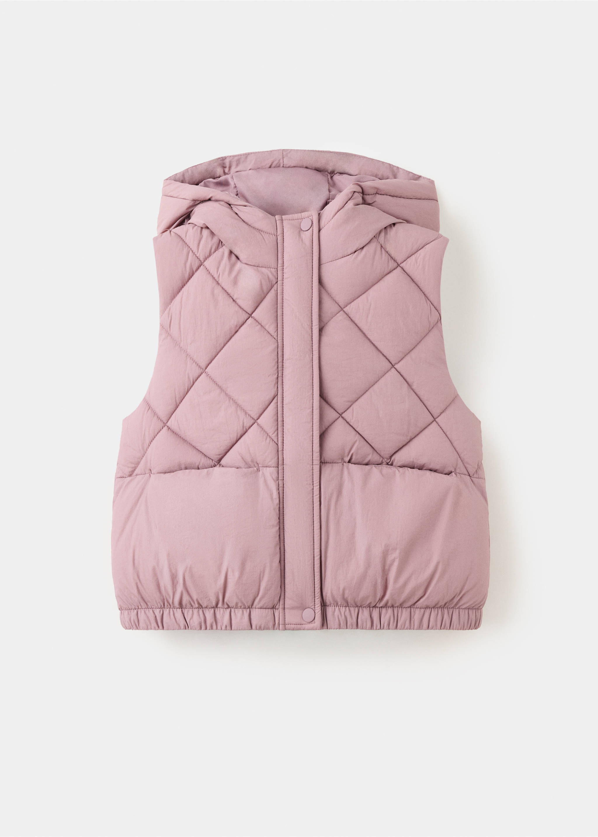 Quilted gilet with hood - Article without model, Pink. Ref: 37074404-00.