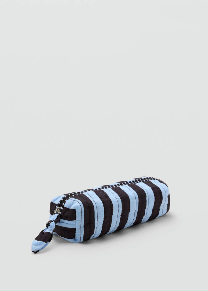 Quilted cotton striped case — Blue