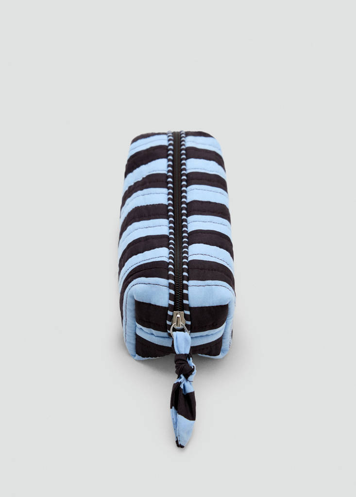 Quilted cotton striped case — Blue