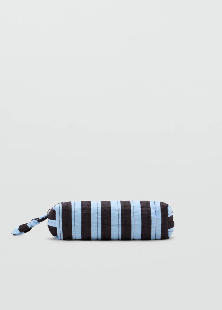 Quilted cotton striped case — Blue
