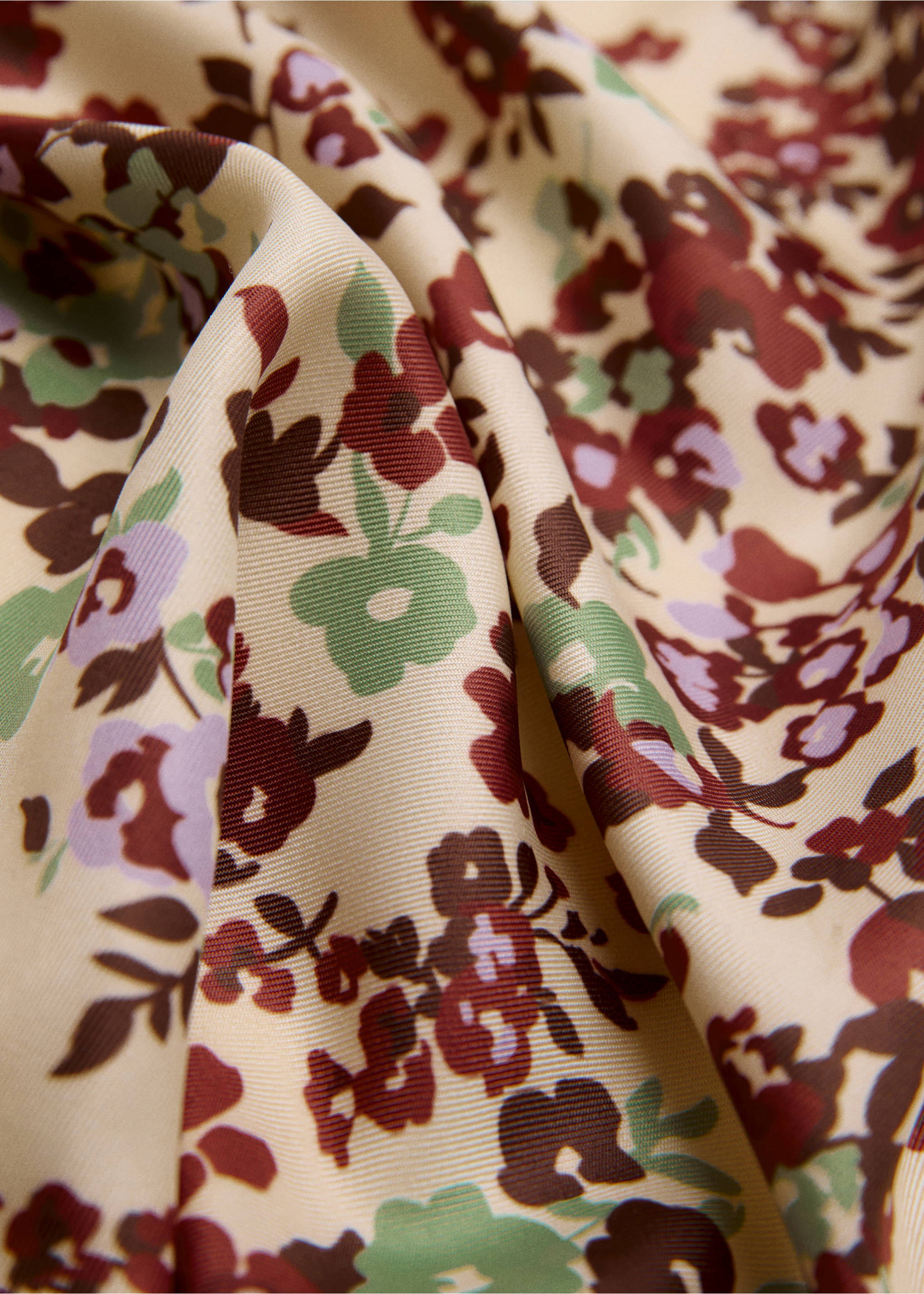 Floral print scarf - Medium plane, Brown. Ref: 37074409-00.