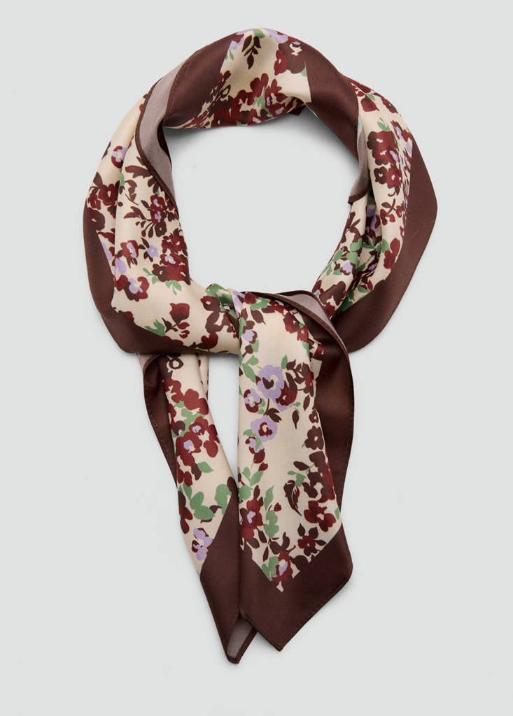 Floral print scarf — Brown