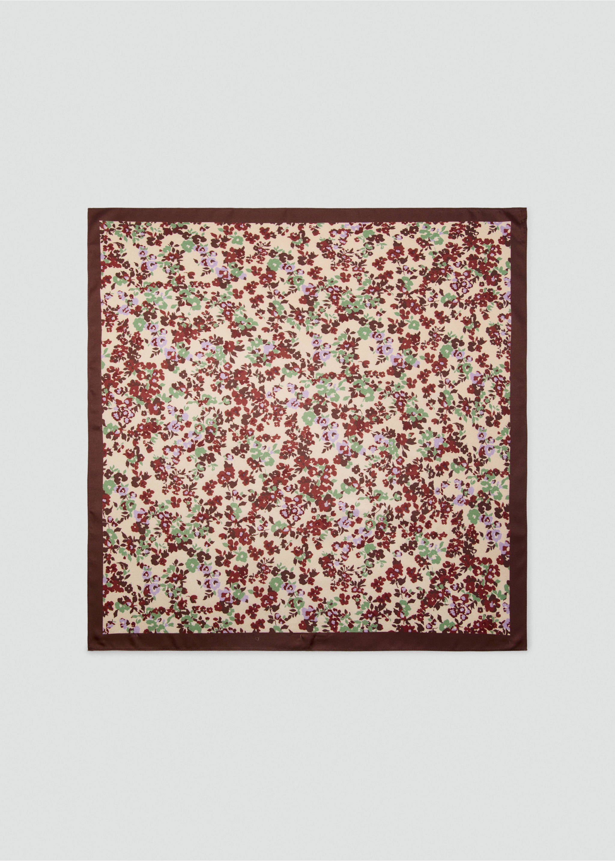 Floral print scarf - Article without model, Brown. Ref: 37074409-00.