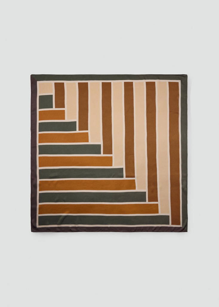 Geometric printed foulard — Khaki