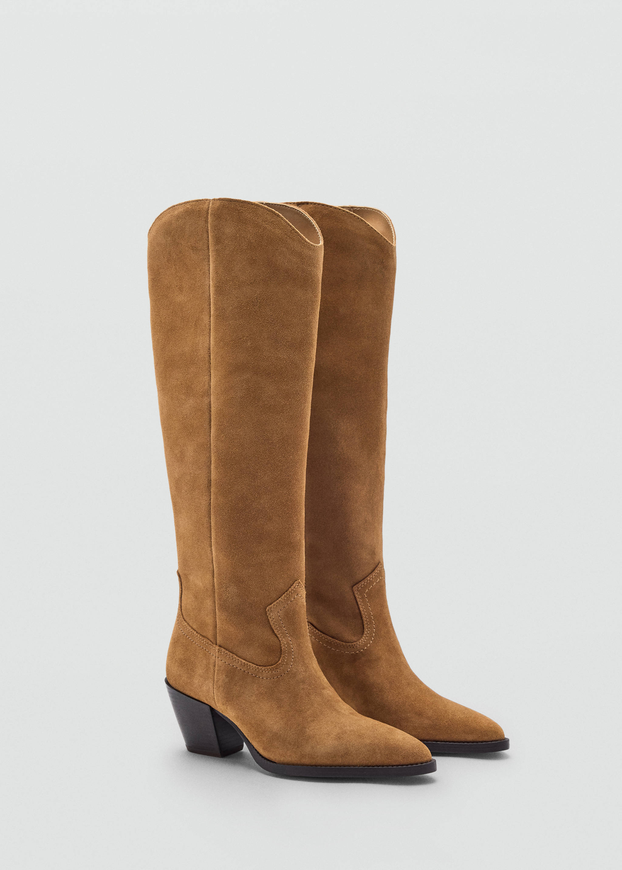 Suede boot with block heel - Medium plane