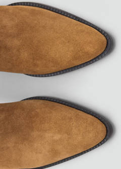 Suede boot with block heel — Tobacco Brown 6