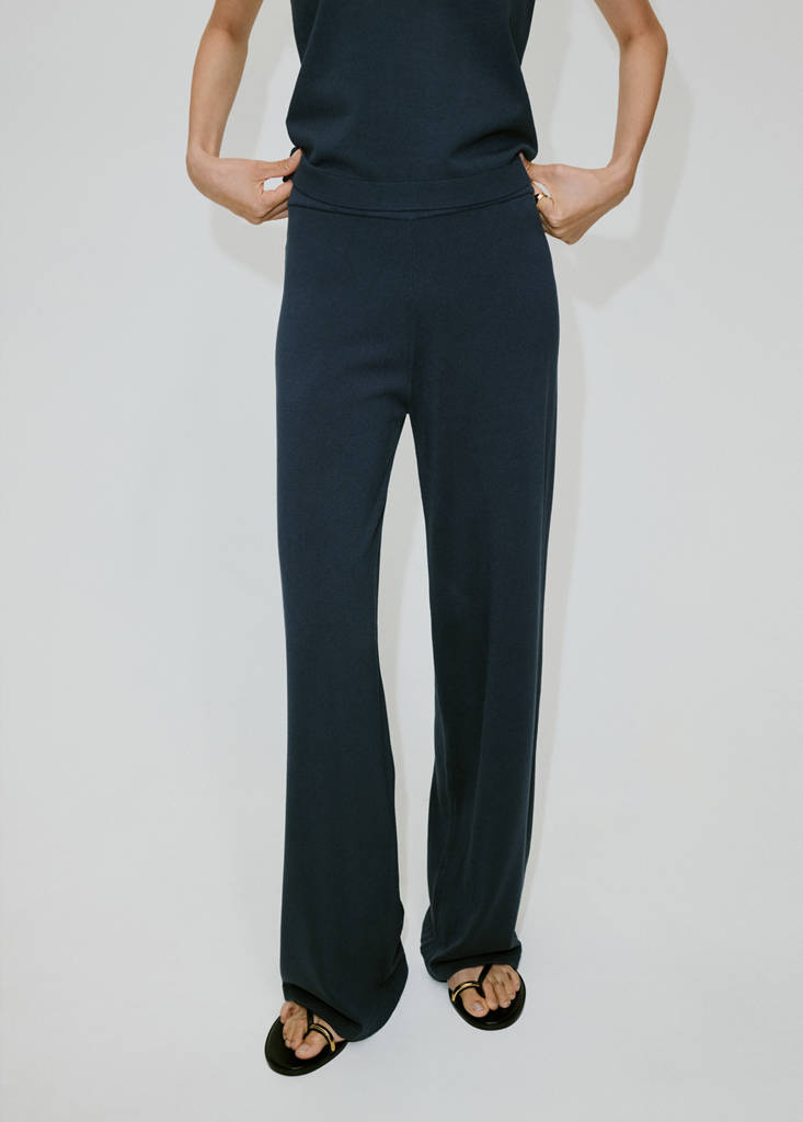Fine-knit wide leg trousers — Medium Grey