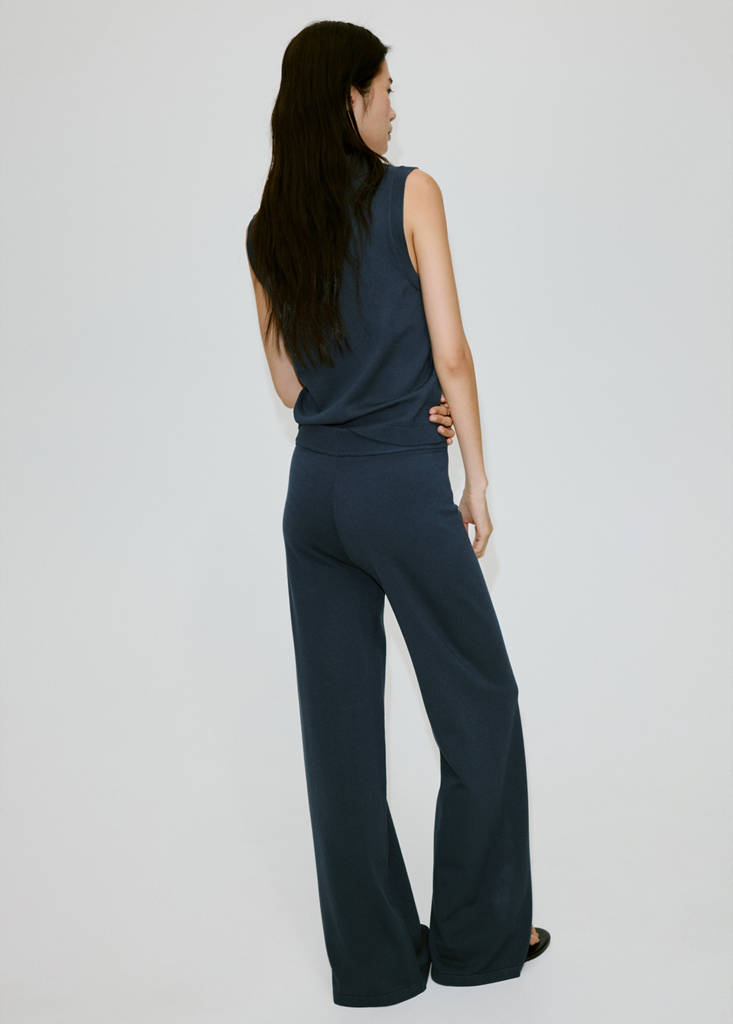 Fine-knit wide leg trousers — Medium Grey