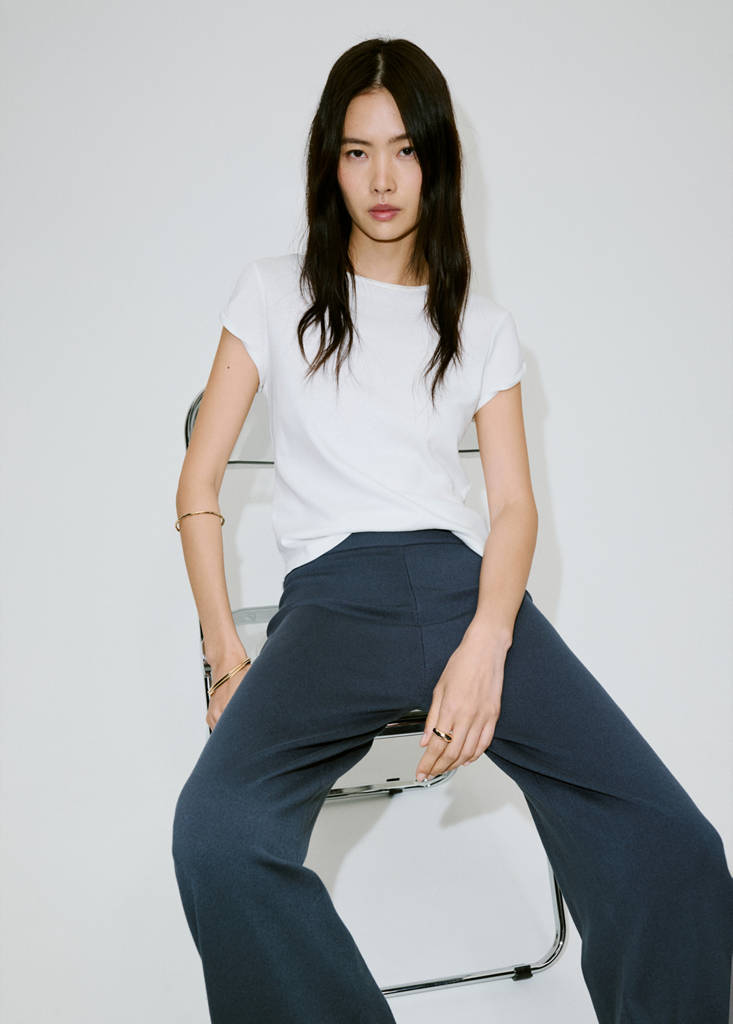 Fine-knit wide leg trousers — Medium Grey
