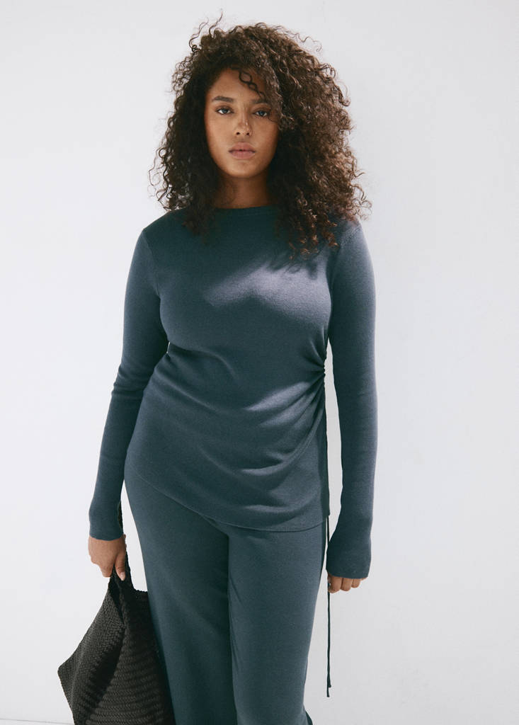 Fine-knit wide leg trousers — Medium Grey