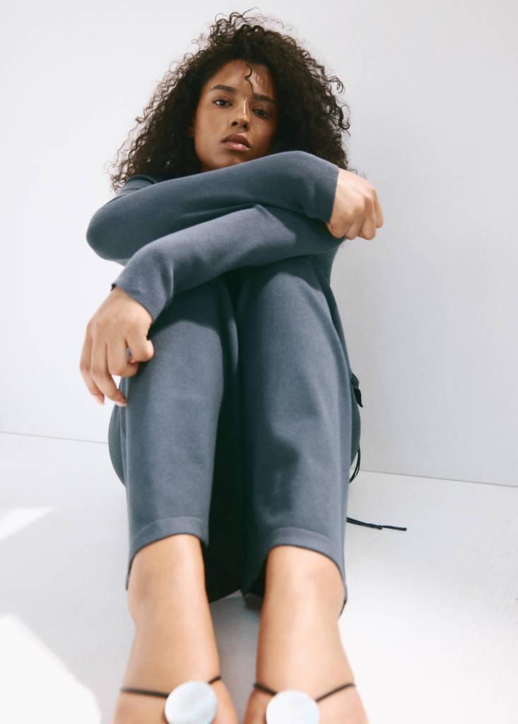 Fine-knit wide leg trousers — Medium Grey