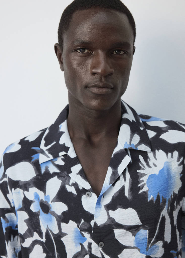 Printed bowling shirt — Black