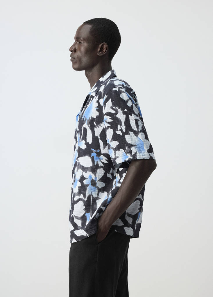Printed bowling shirt — Black