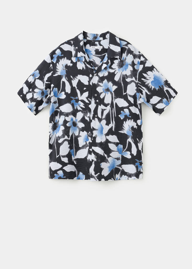 Printed bowling shirt — Black