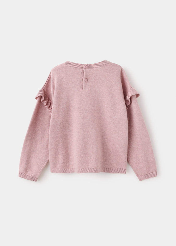 Knitted jumper with frill detail — Pink