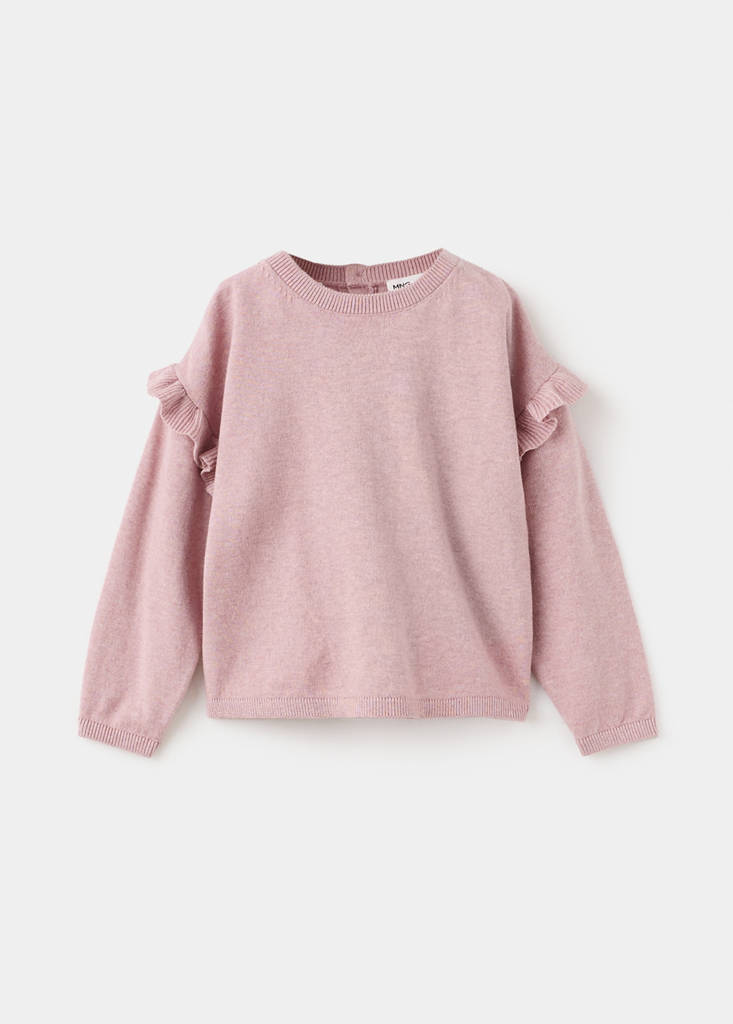 Knitted jumper with frill detail — Pink