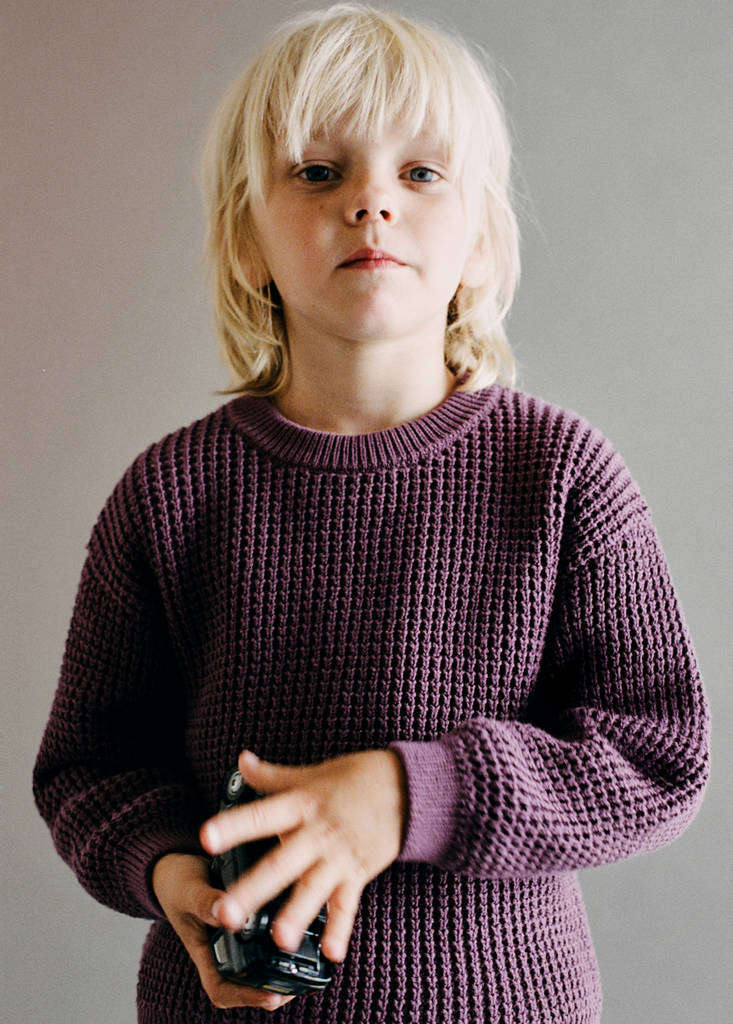 Relaxed-fit knitted sweater — Wine