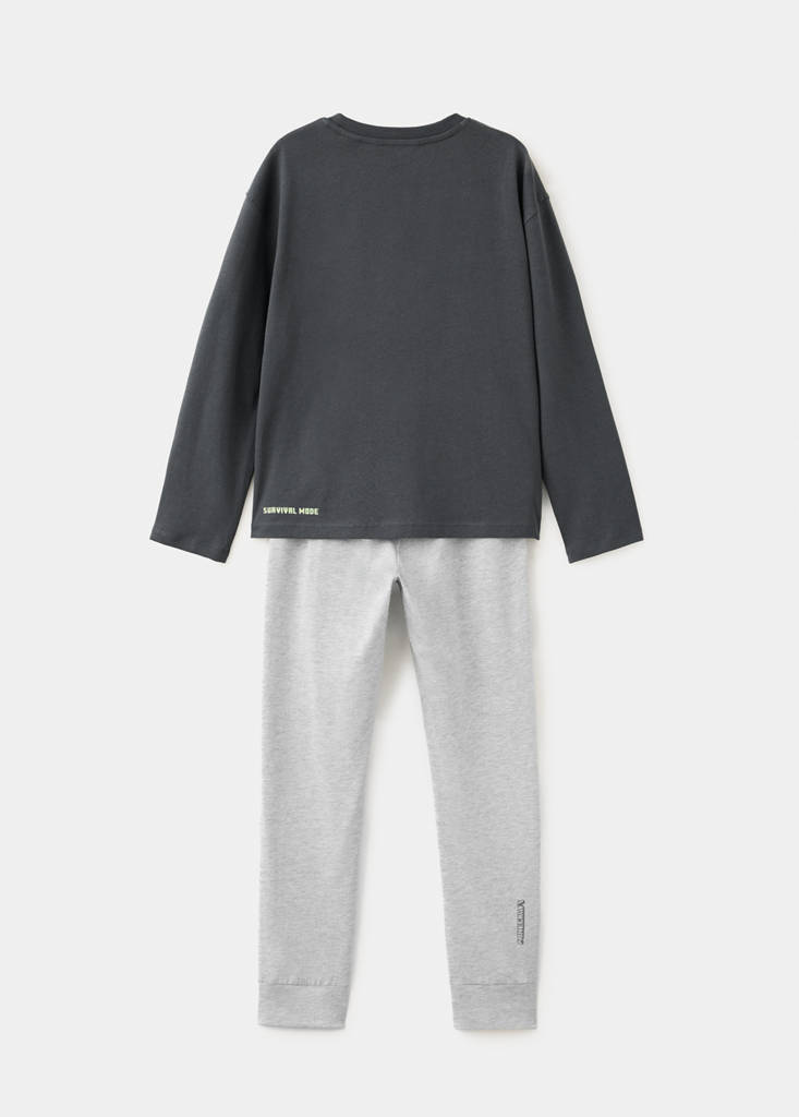 Full printed cotton pyjamas set — Charcoal