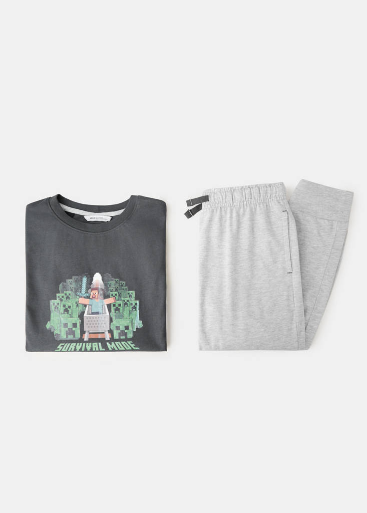 Full printed cotton pyjamas set — Charcoal