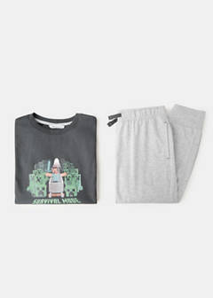 Full printed cotton pyjamas set — Charcoal 2