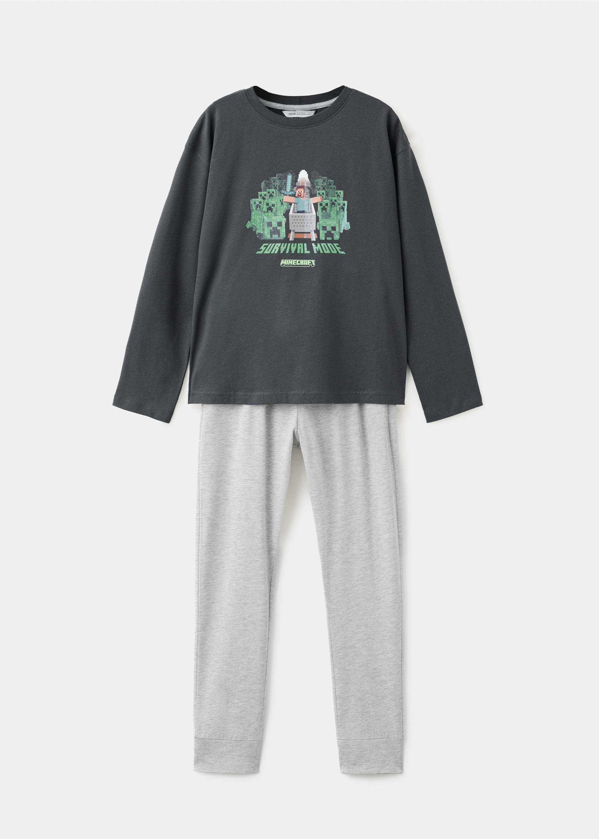 Full printed cotton pyjamas set - Article without model, Charcoal. Ref: 37074419-00.