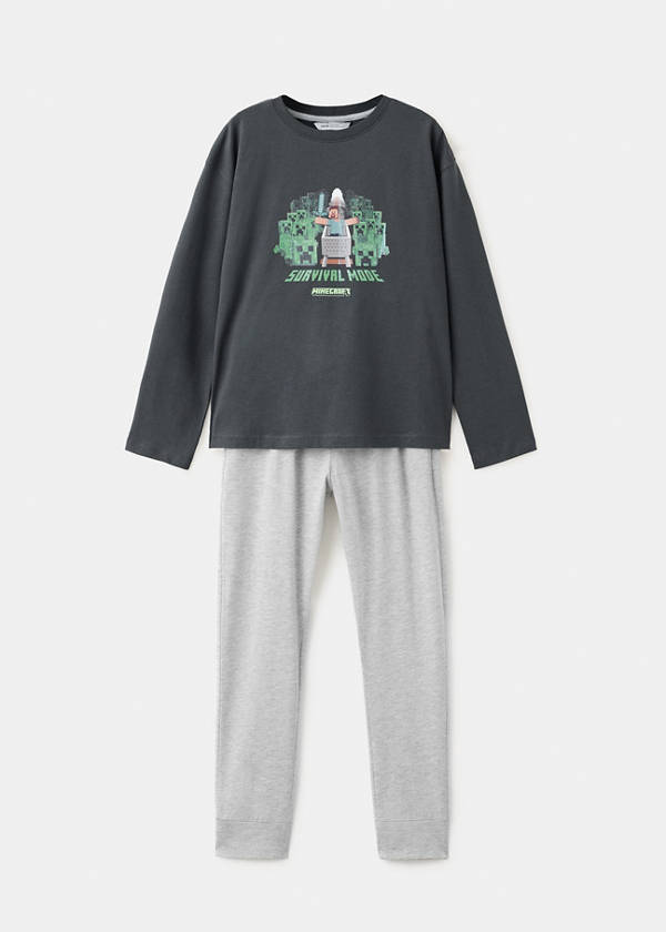 Full printed cotton pyjamas set — Charcoal