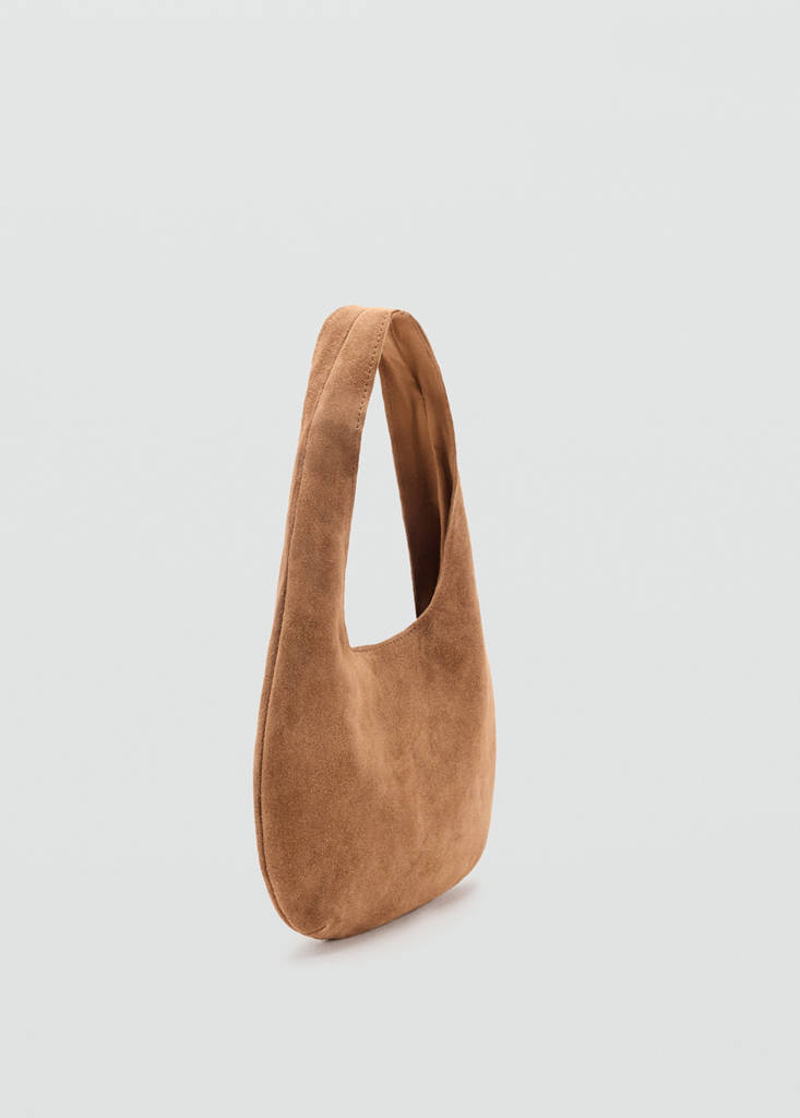 Suede leather shoulder bag — Sand