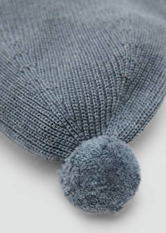 Pom pom cable-knit beanie — Green 3