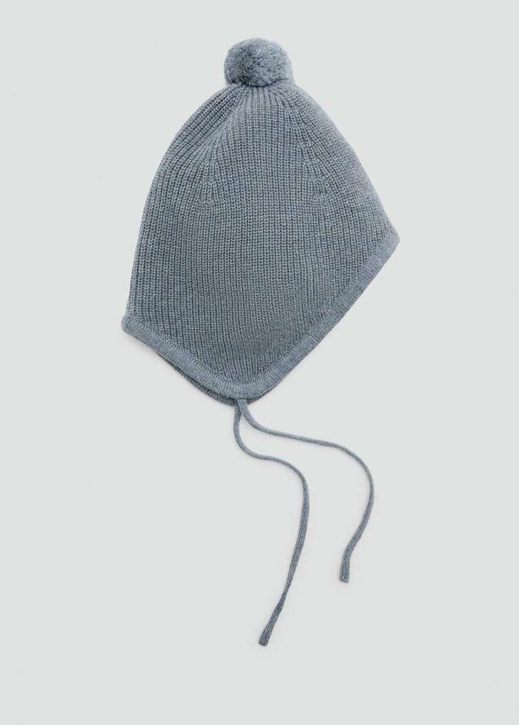 Pom pom cable-knit beanie — Green